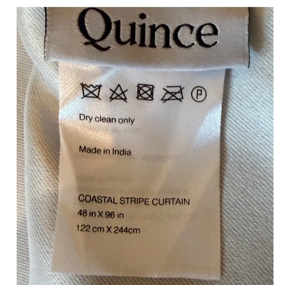 Quince Coastal Stripe Curtain Panel 48x96 Ivory Cotton Linen Room Darkening